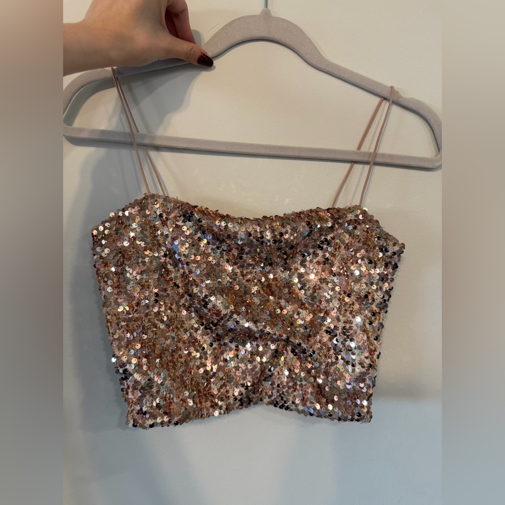 Garage velvet sequin crop top